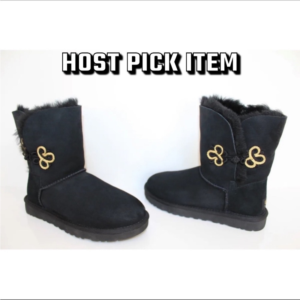 UGG Australia 1009264 Bailey Gold Mariko Suede Short Sheepskin Boot ✨Host Pick